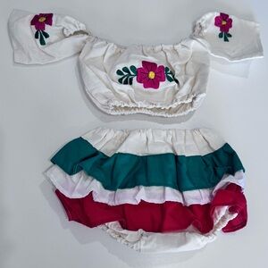 Baby Mexican fiesta romper two piece ruffle bum size 12 months